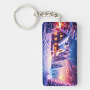 Believe in Winter Magic - Cozy Cabin Keychain
