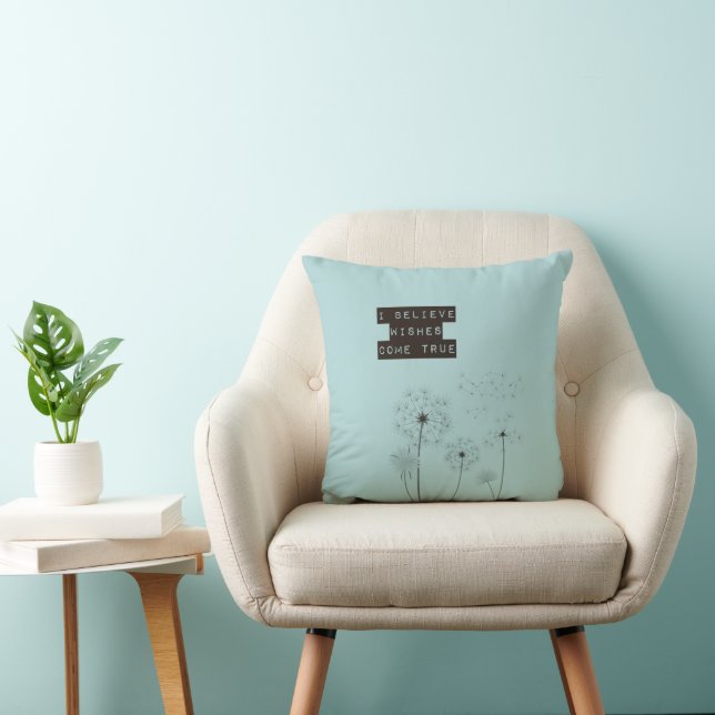 Believe in Wishes Dandelions Throw Pillow (Chair)