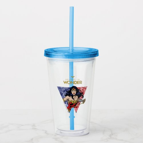 Believe In Wonder Wonder Woman Lasso Comic Logo Acrylic Tumbler