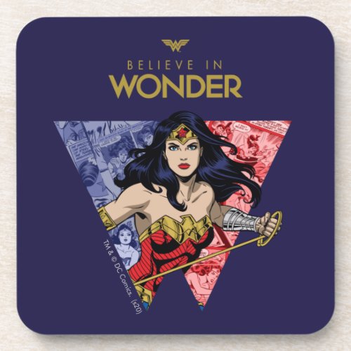 Believe In Wonder Wonder Woman Lasso Comic Logo Beverage Coaster