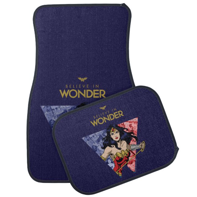 "Believe In Wonder" Wonder Woman Lasso Comic Logo Car Floor Mat (Set)
