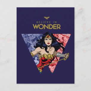 "Believe In Wonder" Wonder Woman Lasso Comic Logo Invitation Postcard