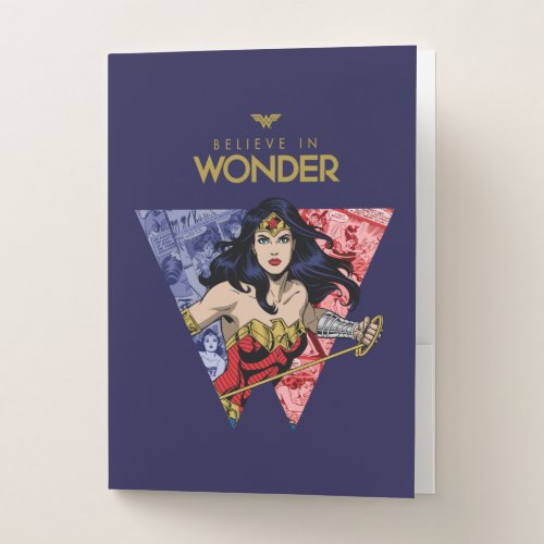 Believe In Wonder Wonder Woman Lasso Comic Logo Pocket Folder