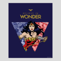 "Believe In Wonder" Wonder Woman Lasso Comic Logo Poster