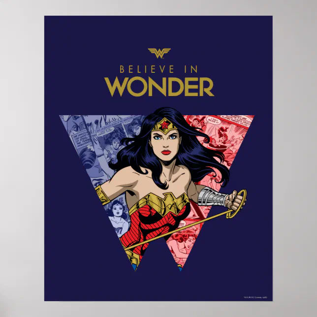 Believe In Wonder Wonder Woman Lasso Comic Logo Poster Zazzle