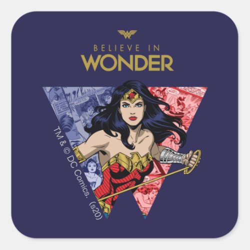 Believe In Wonder Wonder Woman Lasso Comic Logo Square Sticker