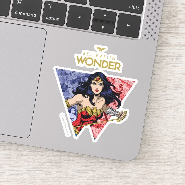 "Believe In Wonder" Wonder Woman Lasso Comic Logo Sticker (Detail)