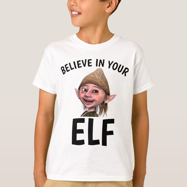 BELIEVE IN YOUR ELF Funny Boys T-shirts (Front)