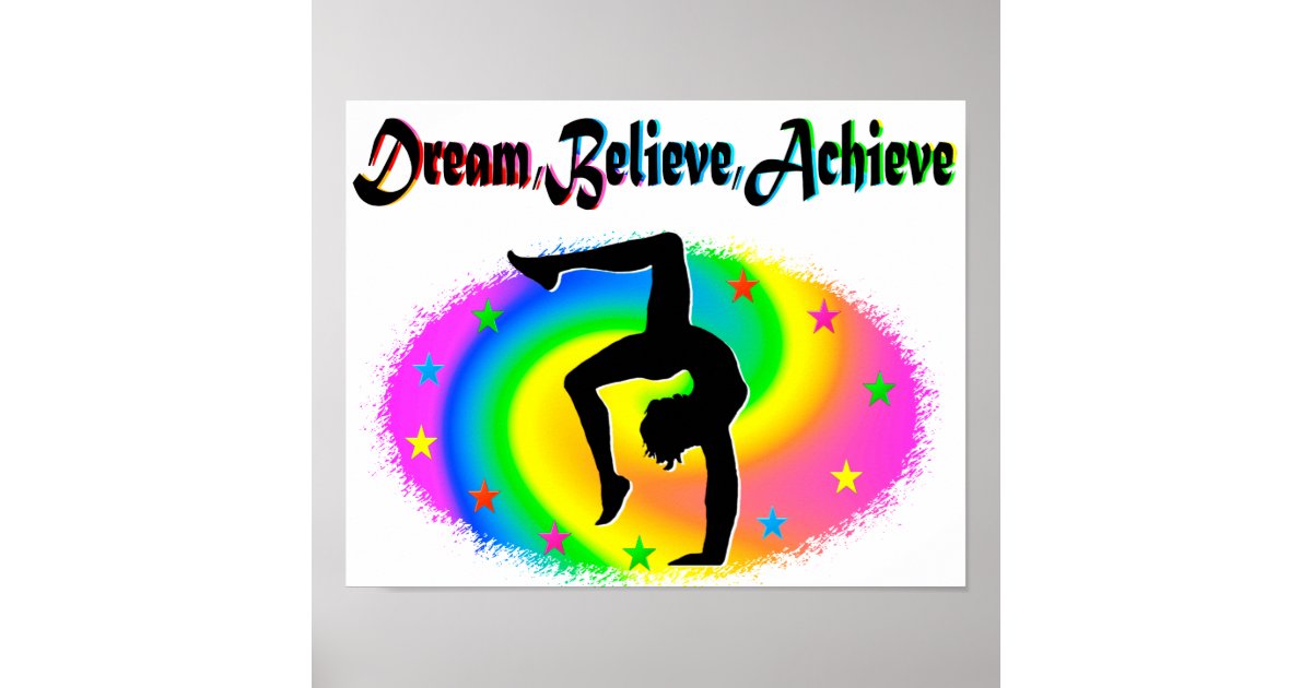 Dream Believe Achieve Gymnastics Wall Decal- Inspirational Wall Signs