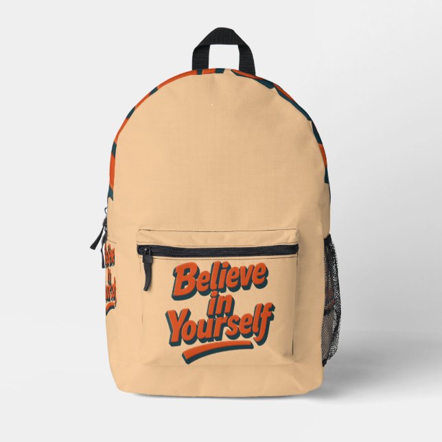 Believe in Yourself - 3D Bold Typography Printed Backpack (Front)