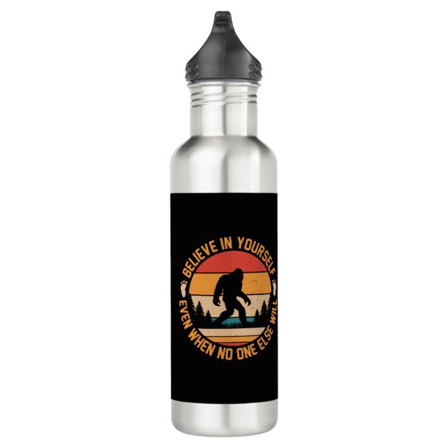 Believe In Yourself Bigfoot Black Stainless Steel Water Bottle (Right)