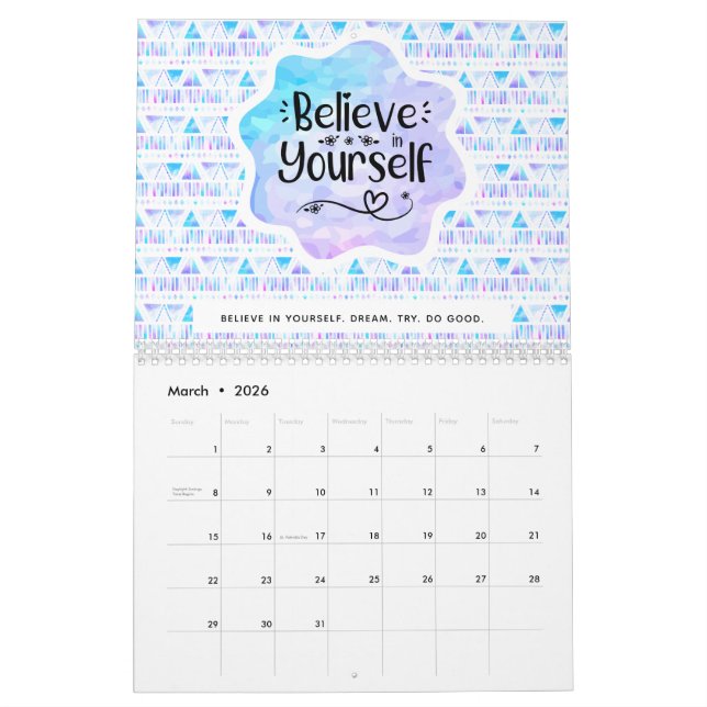 Believe in Yourself Calendar (Mar 2026)