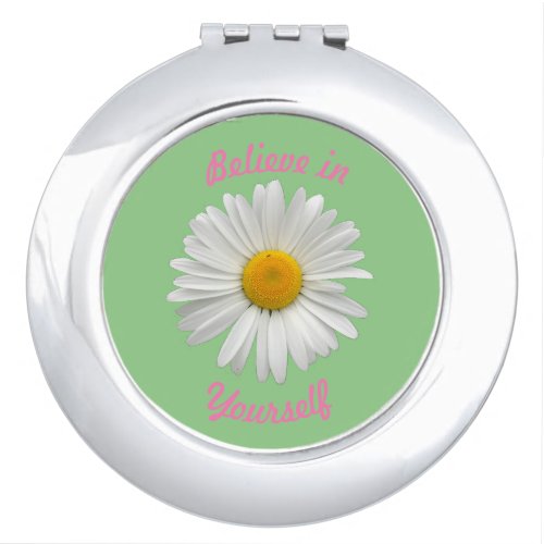 Believe in Yourself _ Cheerful White Daisy Compact Mirror