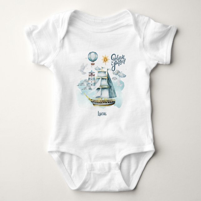 Believe in yourself Customizable Baby Blanket Bodysuit (Front)