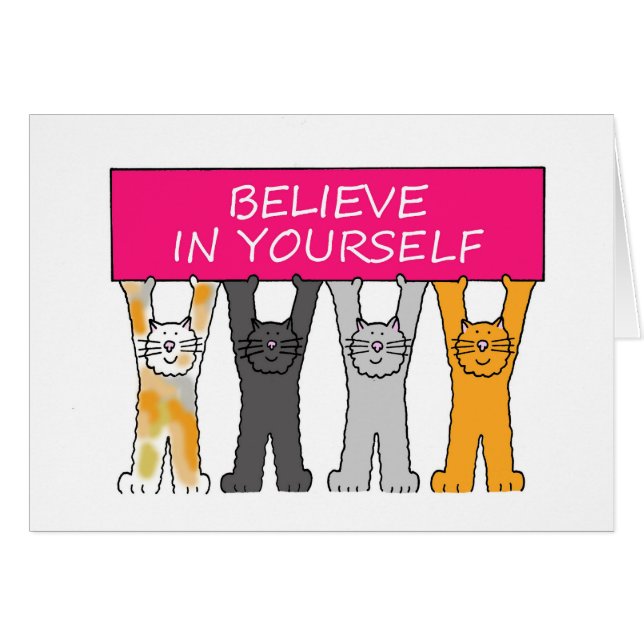 Believe in Yourself Cute Cartoon Cats Cards (Front Horizontal)