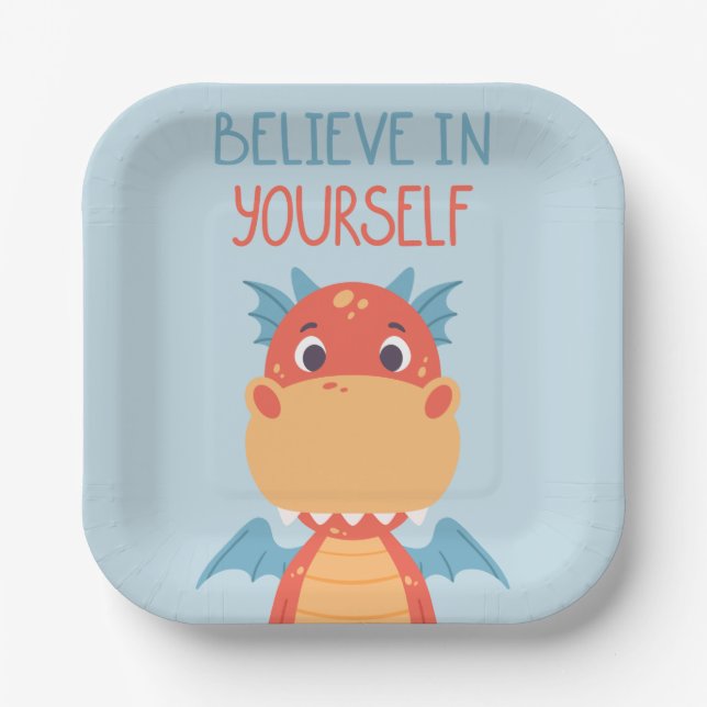 Believe In Yourself Dragon Paper Plates (Front)