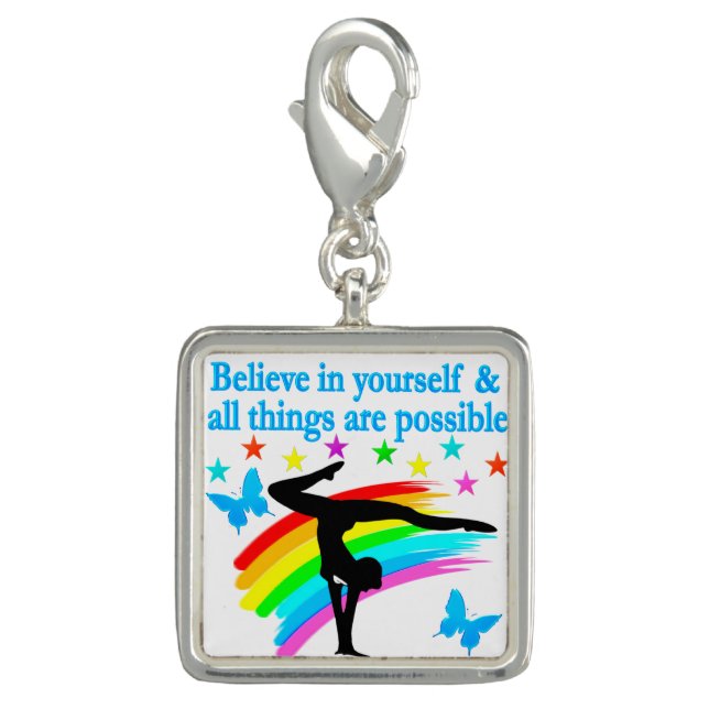 BELIEVE IN YOURSELF GYMNASTICS QUOTE CHARM (Front)