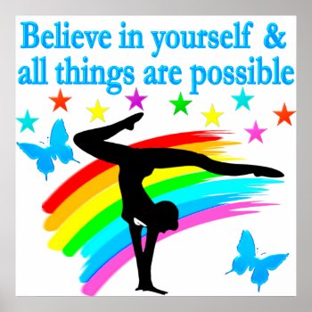 Believe In Yourself Gymnastics Quote Poster by MySportsStar at Zazzle