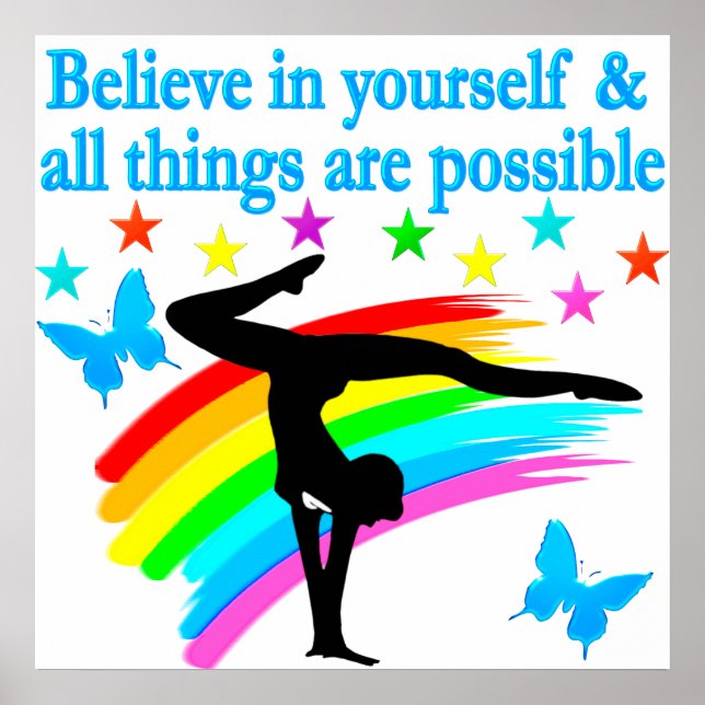 BELIEVE IN YOURSELF GYMNASTICS QUOTE POSTER (Front)