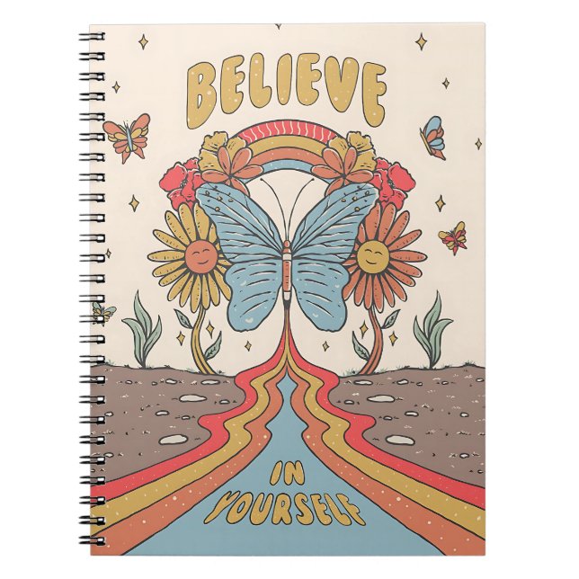 Believe in Yourself Inspirational Butterfly  Notebook (Front)