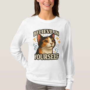 Believe in Yourself Inspirational Cat Design T-Shirt