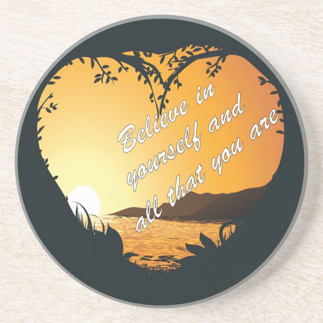 Believe in Yourself – Inspirational Heart Coaster (Front)