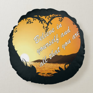 Believe in Yourself – Inspirational Heart Round Pillow