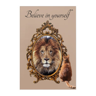 Believe In Yourself Lion Vintage Inspirational Acrylic Print