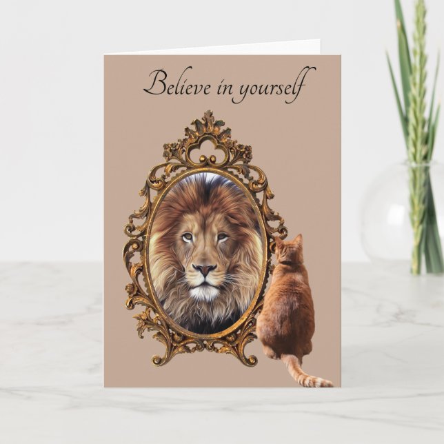 Believe In Yourself | Lion Vintage Inspirational  Card (Front)