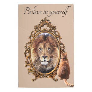 Believe In Yourself Lion Vintage Inspirational Metal Print