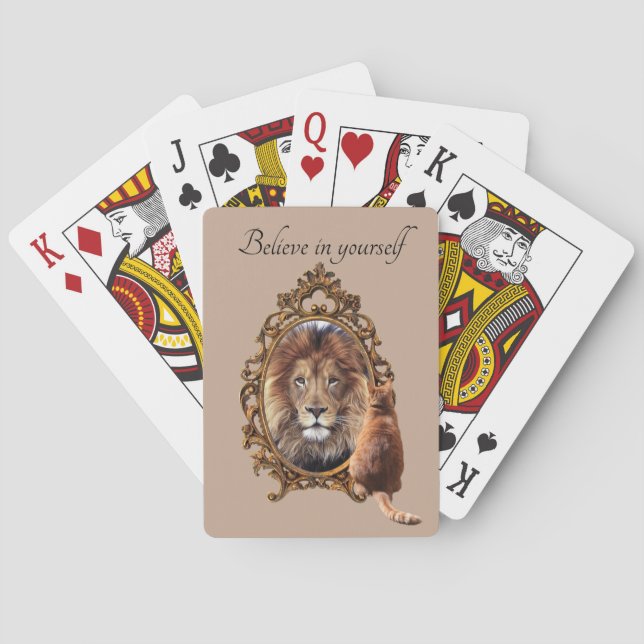 Believe In Yourself | Lion Vintage Inspirational  Poker Cards (Back)