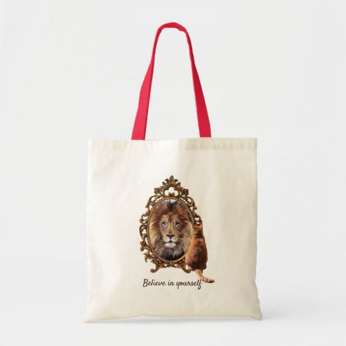 Believe In Yourself  Lion Vintage Inspirational  Tote Bag