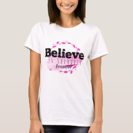 Believe In Yourself Pink Watercolor Motivational T-Shirt