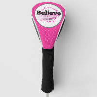 Believe In Yourself Quote Watercolor Pink Dots Golf Head Cover