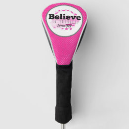 Believe In Yourself Quote Watercolor Pink Dots Golf Head Cover