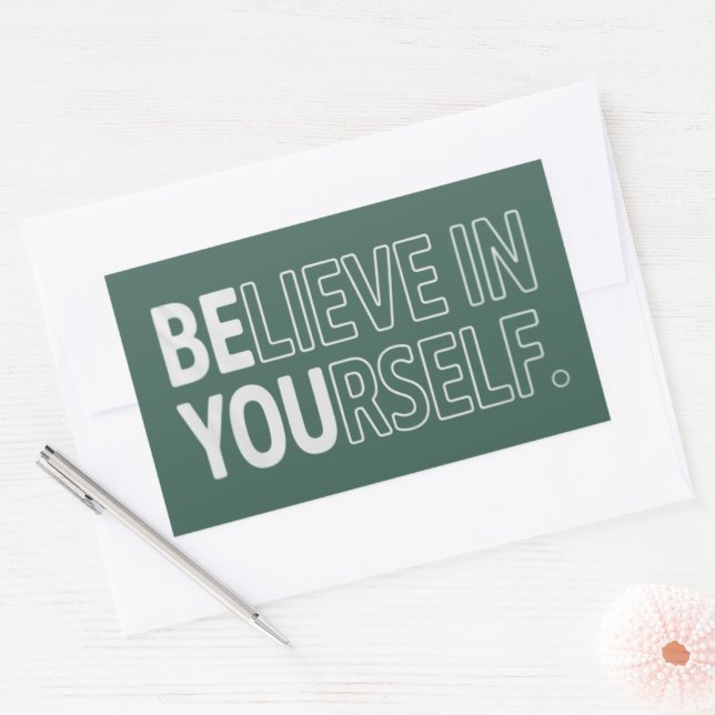 Believe In Yourself Teacher Motivational Positive  Rectangular Sticker (Envelope)