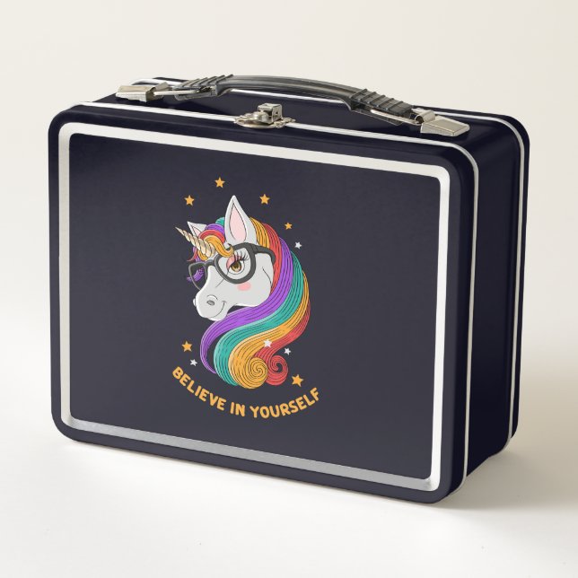 Believe In Yourself Unicorn     Metal Lunch Box (Front)