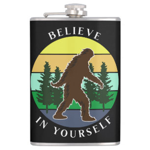 Believe in Yourself Vintage Sunset Bigfoot Flask