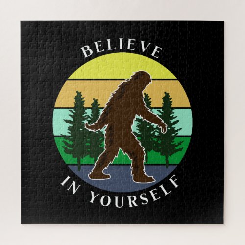 Believe in Yourself  Vintage Sunset Bigfoot   Jigsaw Puzzle