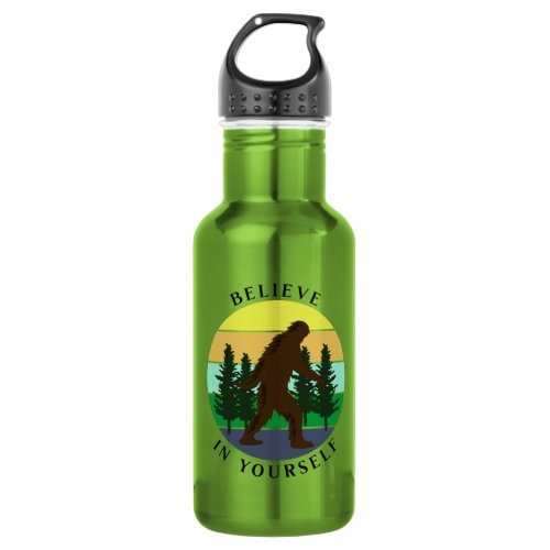 Believe in Yourself  Vintage Sunset Bigfoot   Stainless Steel Water Bottle