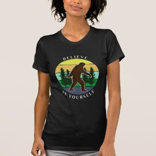 Believe in Yourself   Vintage Sunset Bigfoot   T-Shirt