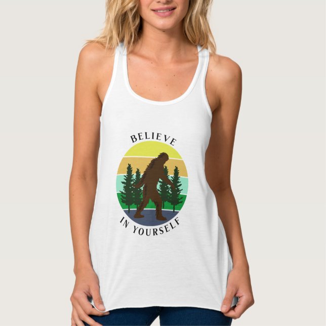 Believe in Yourself | Vintage Sunset Bigfoot   Tank Top (Front)