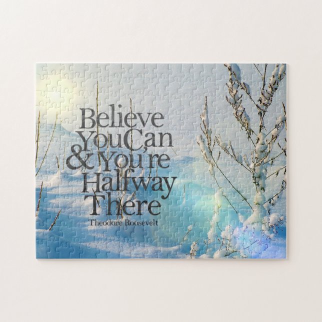 Believe In Yourself Winter Snow Motivational Quote Jigsaw Puzzle (Horizontal)