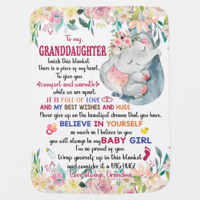 Believe In Youself, To My Granddaughter Baby Blanket (Front)
