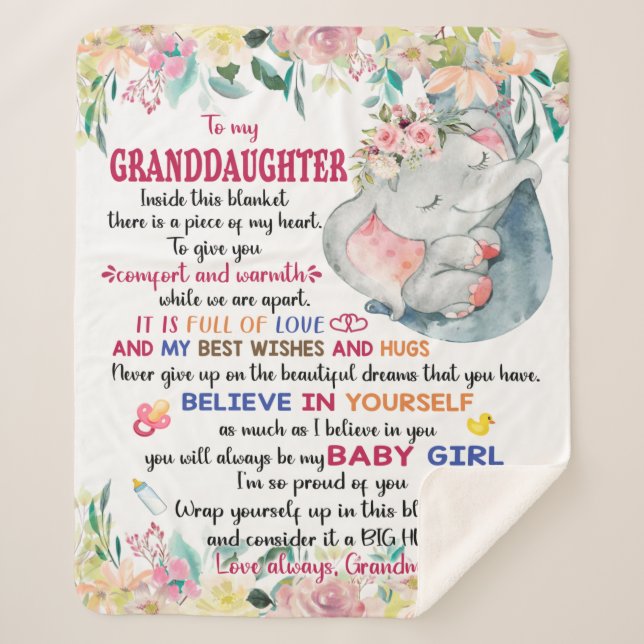 Believe In Youself, To My Granddaughter Sherpa Blanket (Front)