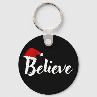 Believe - Inspirational Christmas Quote design T-S Keychain