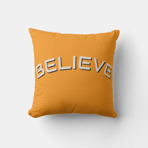 Believe Inspirational Minimal Yellow Throw Pillow