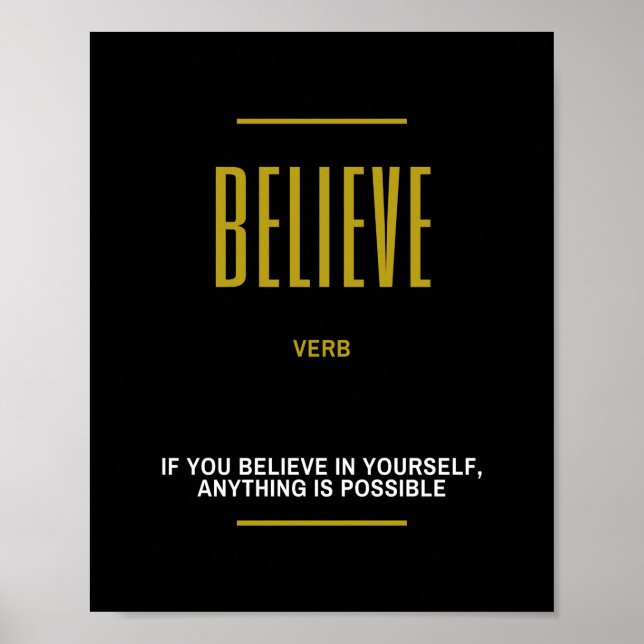 Believe Inspirational Quote Poster (Front)