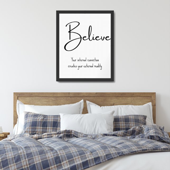 Believe Inspirational Quote Wall Print (Bedroom)