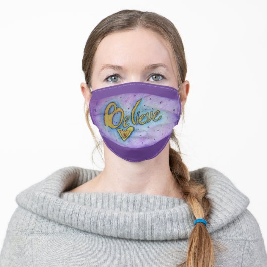 Believe Inspirational Word Art Custom Face Masks (Worn)